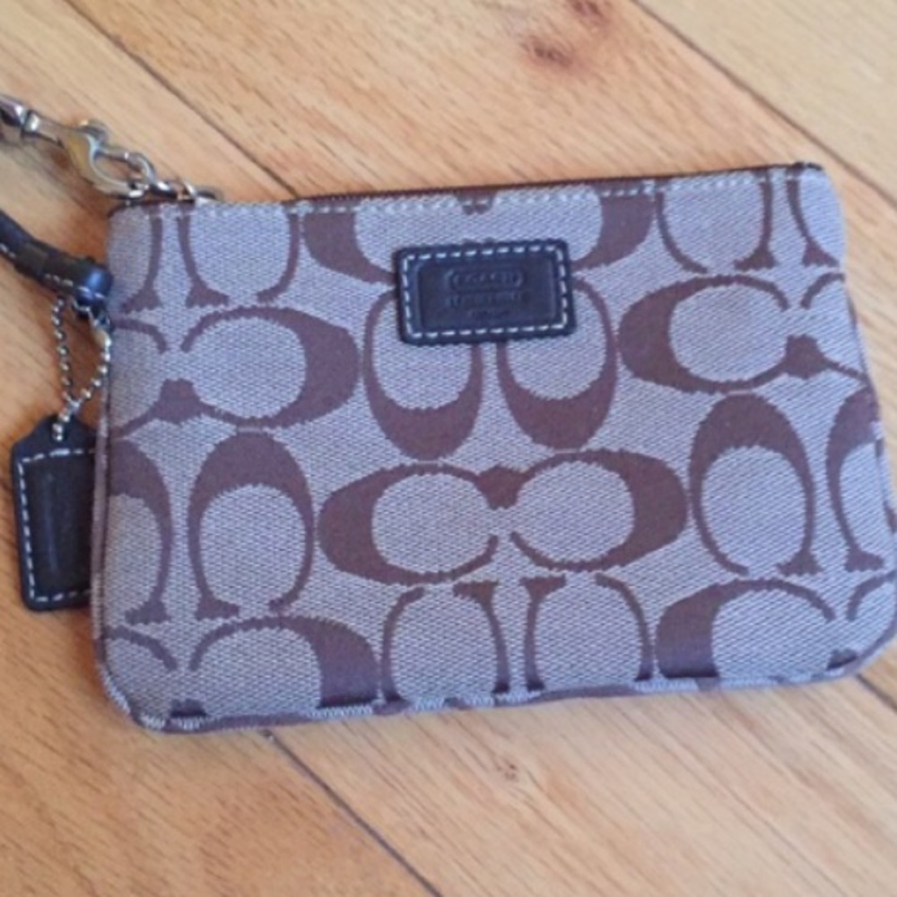 Authentic Coach brown wristlet